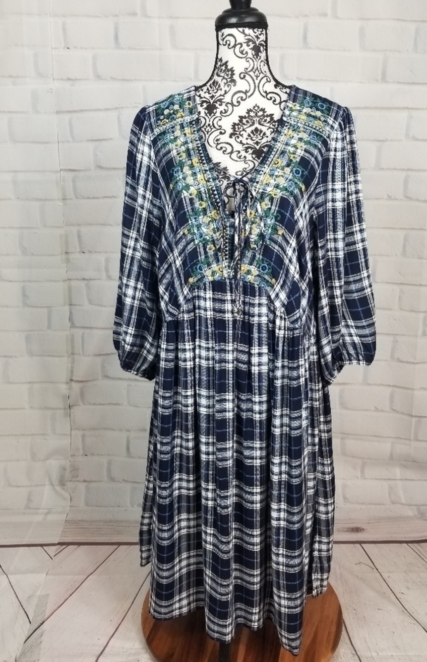 Westport 1962 plaid print long sleeve sz 2x dress